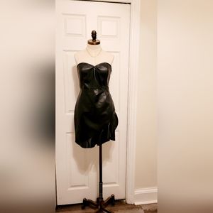 Faux leather sweetheart dress